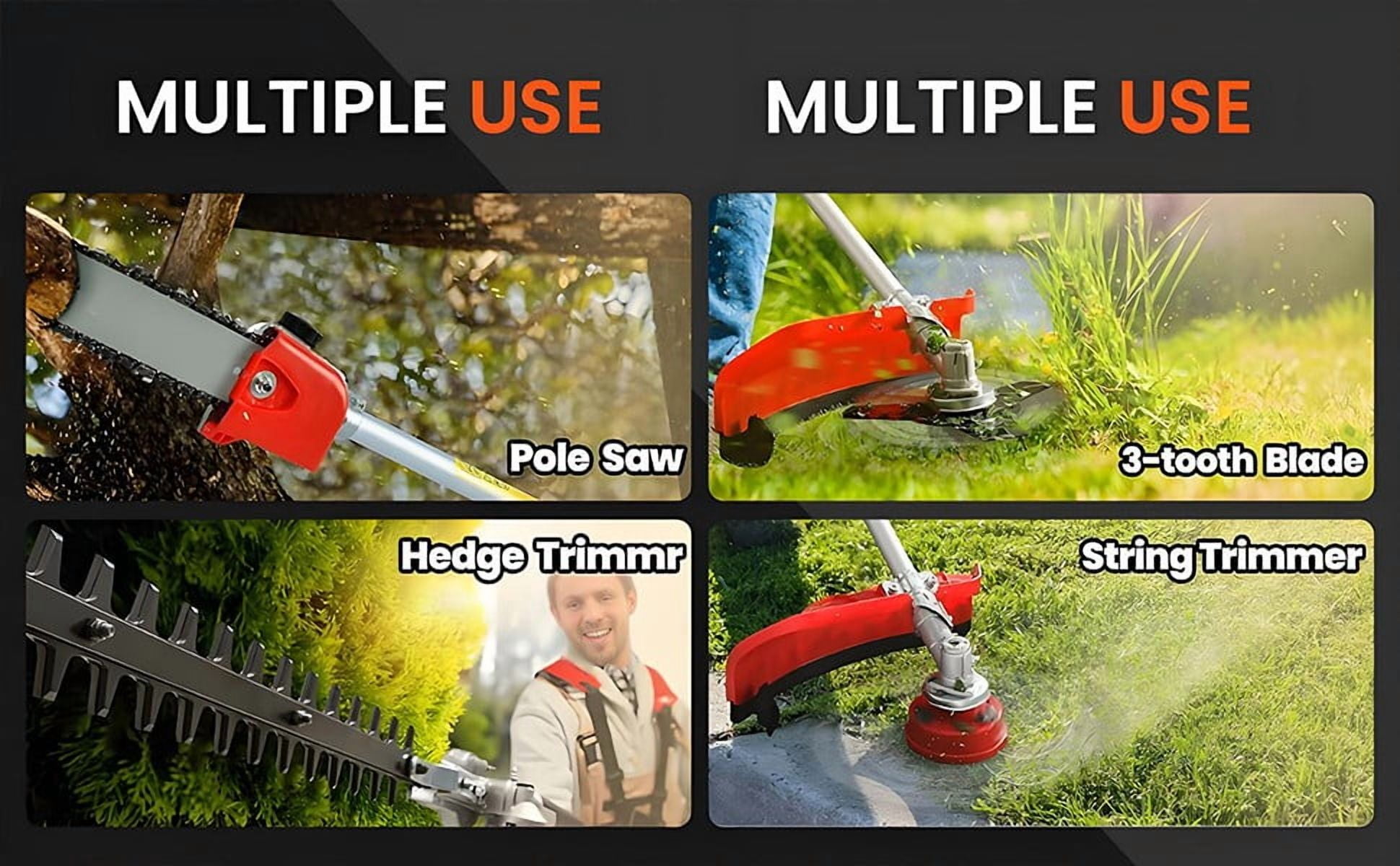 Seipouy 5 in 1 Gas Powered Weed Eater,Cordless Multi Functional Lawn Mower Hedge Trimmer Brush Cutter Pruning Tool 2-Stroke Brush Cutter, Handheld Chainsaw Hedge Pruner