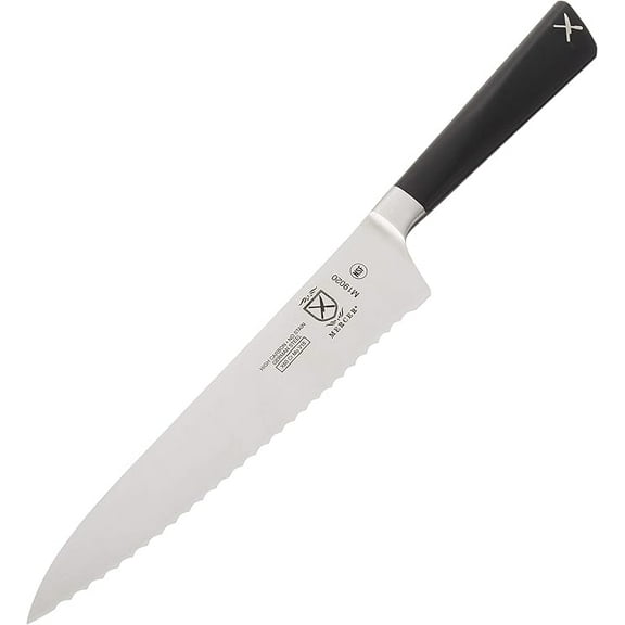 Mercer Culinary Züm Forged Carbon Steel Utility Wavy Edge Knife, 6 Inch,Black