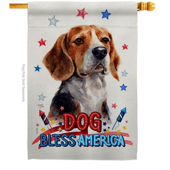 Breeze Decor H120146-BO Patriotic Beagle Hound Animals Dog 28 x 40 in. Double-Sided Decorative Vertical House Flag for Decoration Banner Garden Yard Gift