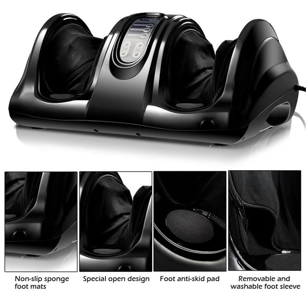 Pemberly Row ABS & Fabric Shiatsu Foot Massager w/ Remote Control in Black