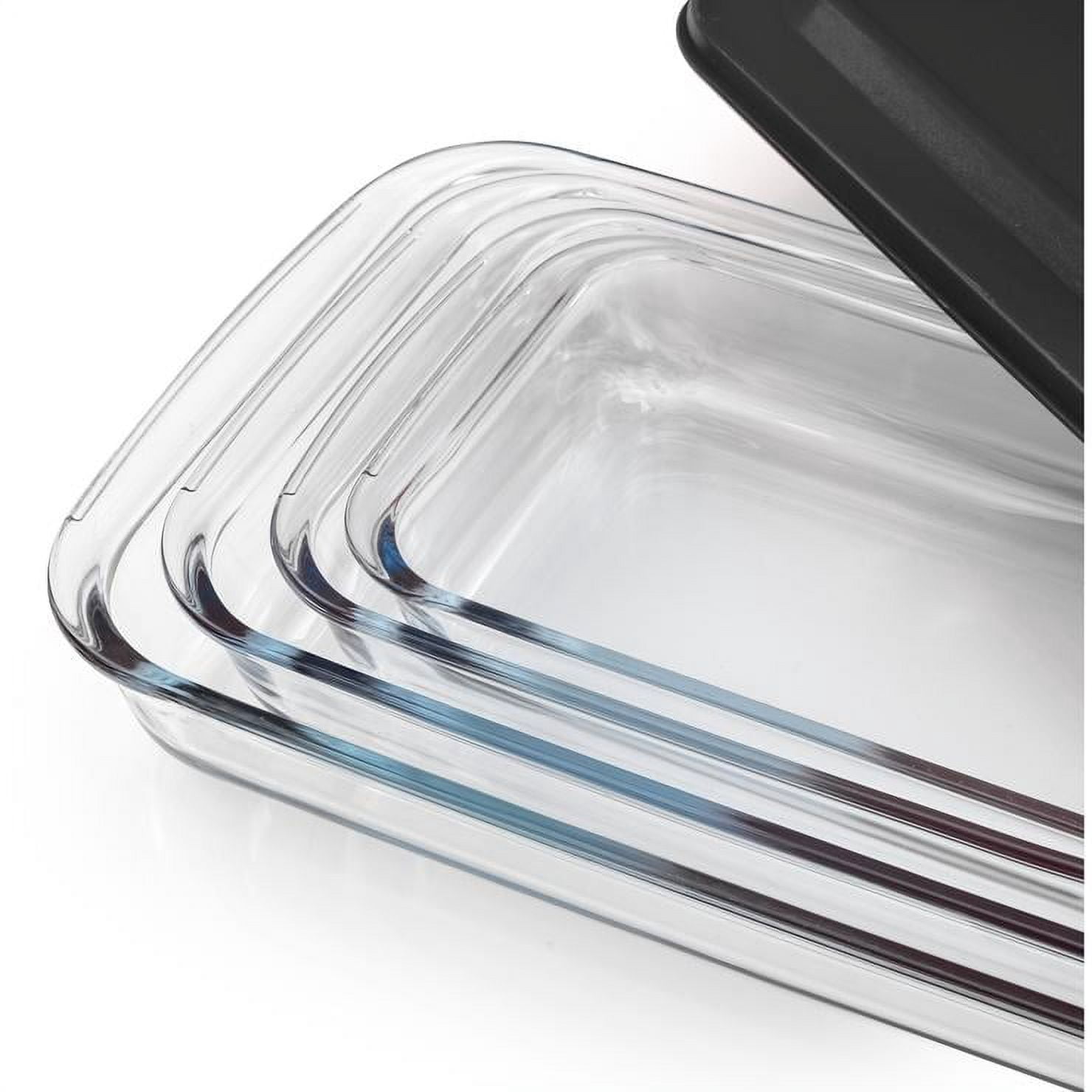JoyJolt JoyFul 8 Piece Glass Baking Dish with Lid Set (Black) Large Glass Casserole Dishes with Covers