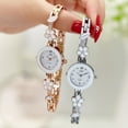 thumbnail image 3 of Women Wrist Quartz Watch Round Small Dial Number Easy Read Floral Chain Buckle Classic Vintage Stainless Steel Strap Silver, 3 of 5