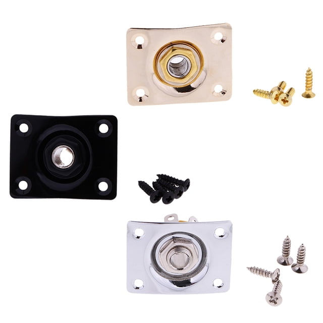 Set de 3 Unidades Rectángulo Salida Entrada Jack Placa Enchufe con Tornillos para Guitarra Eléctrica de Color Negro/ Plata /Oro y Cobre Sunnimix Conector de guitarra rectangular