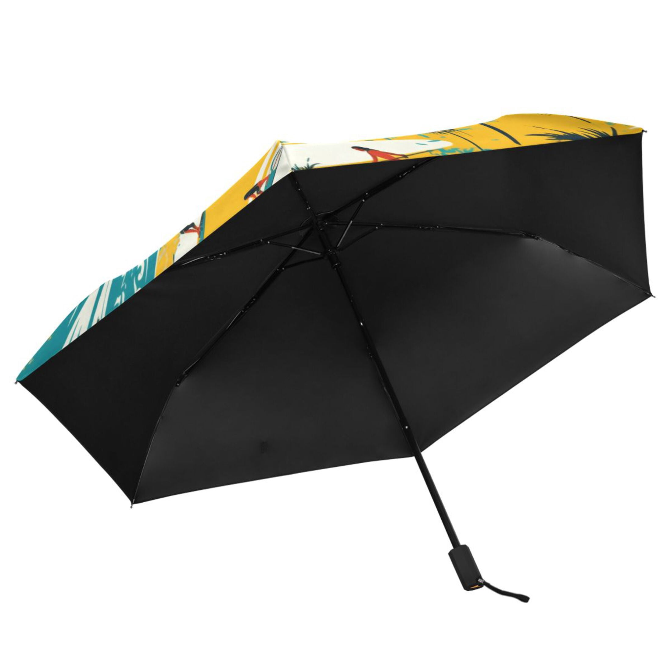 Summer Beach Palm Tree Compact Sun Umbrella Windproof Travel Umbrellas for Rain Strong Portable UV Protection