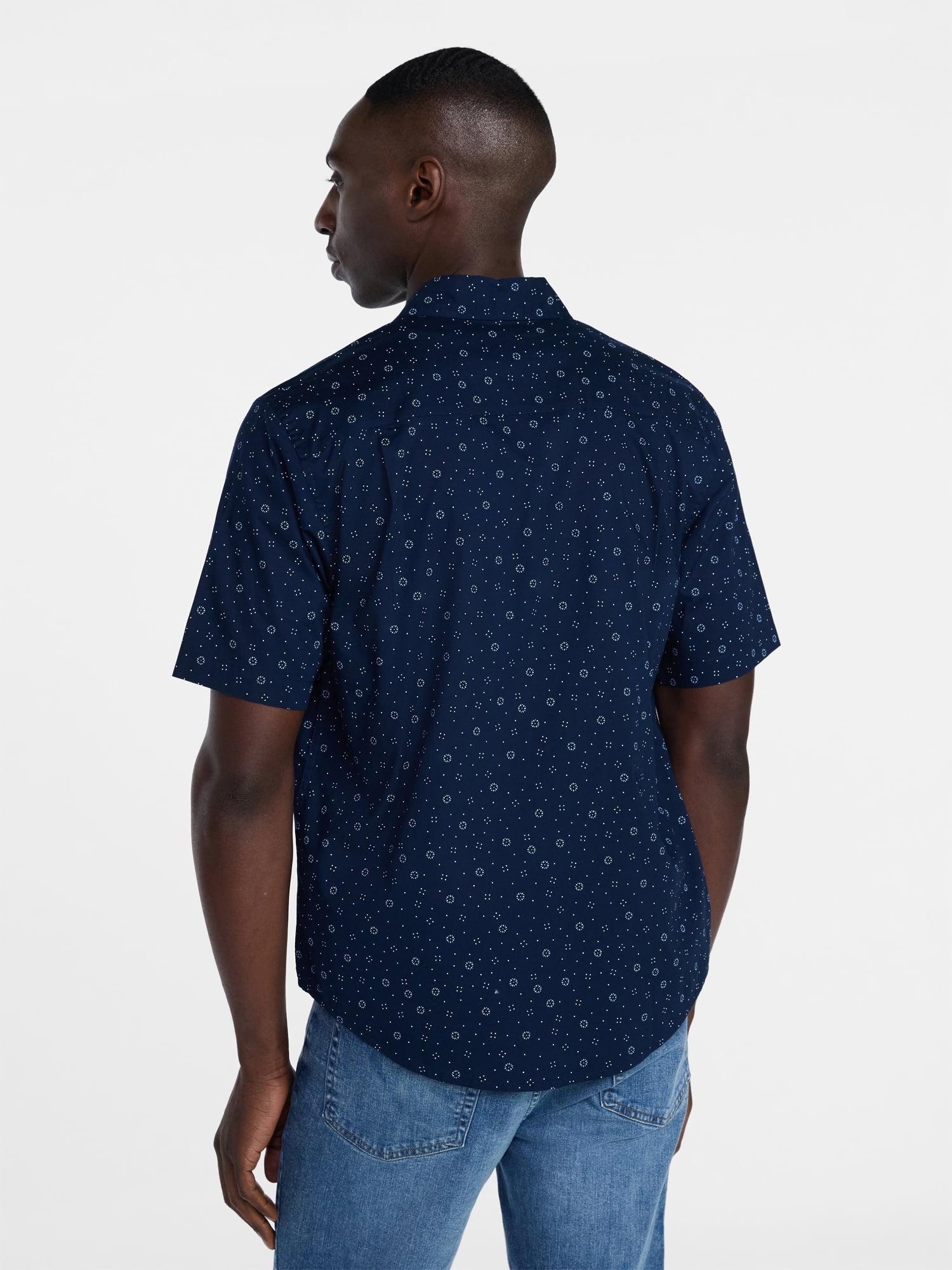 George Men's & Big Men's Modern Fit Poplin Button Up Shirt with Short Sleeves, Sizes XS-5XL