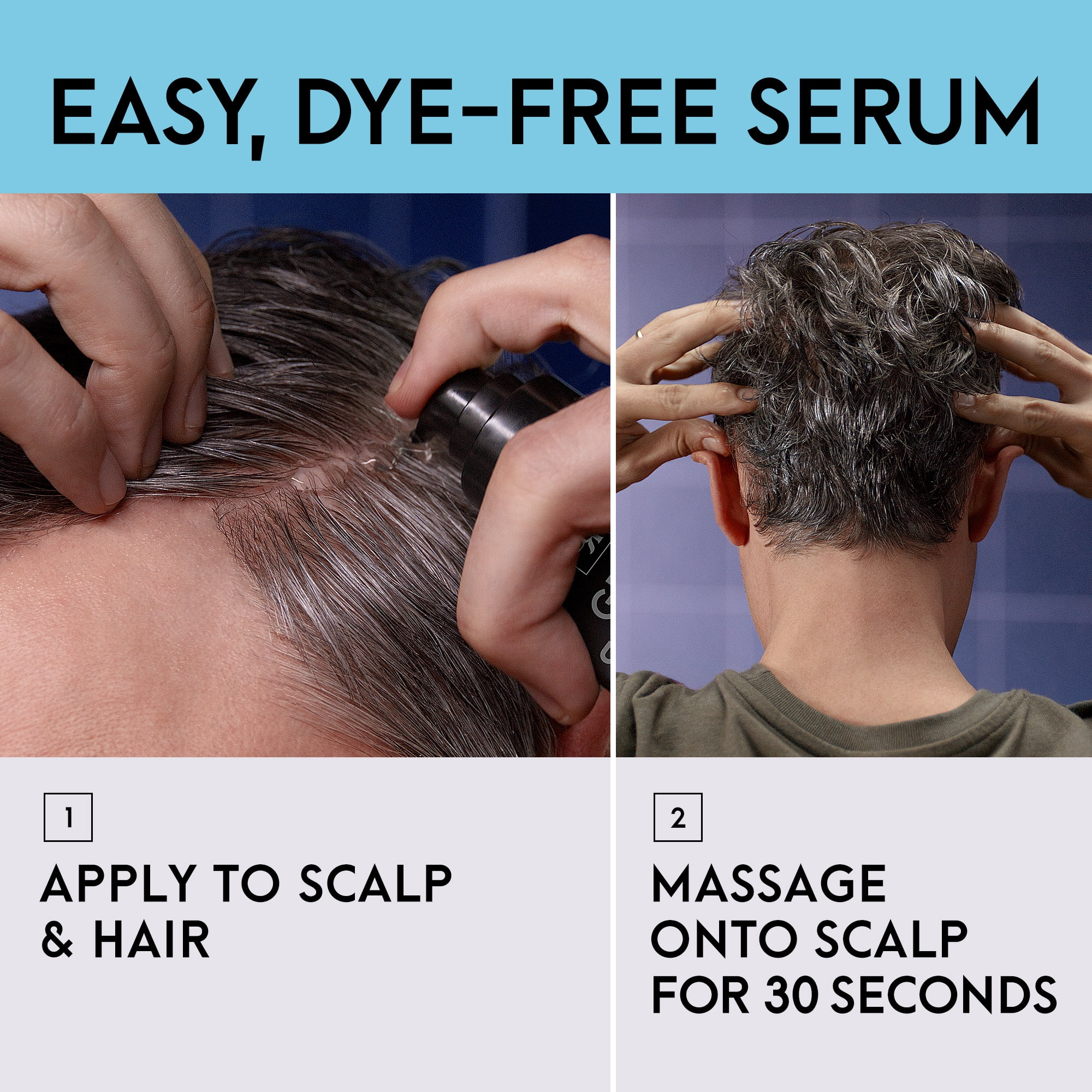 Just for Men Gray Reverse Daily Hair Serum, Gradually Reduces Gray Hair, Easy Dye-Free Serum, Travel Friendly, 1.7oz