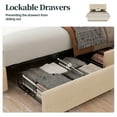 thumbnail image 2 of Walsunny Full Size Bed Frame with 4 Storage Drawee, Platform Bed with Upholstered Modern Geometric Lines Headboard, Solid Wood Slats Support, 2 of 9