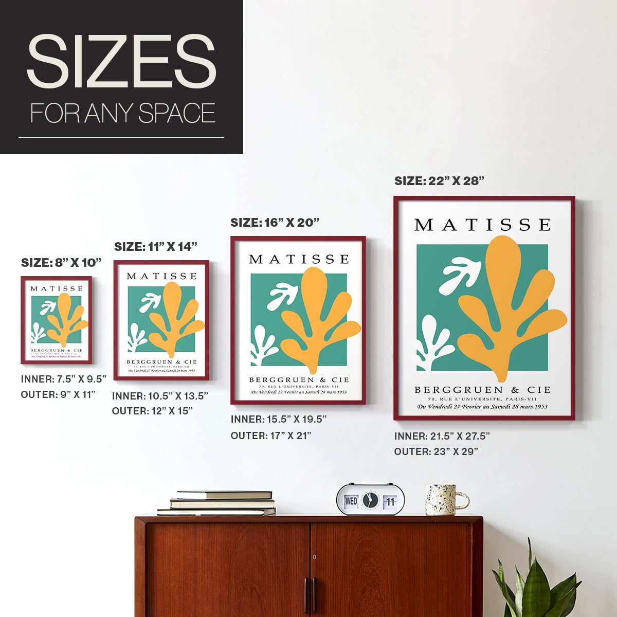 Matisse CCCXLIV in Red Solid Wood 22 x 28 Framed Print