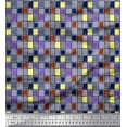 thumbnail image 1 of Soimoi Modal Satin Fabric Check & Brush Stroke Abstract Decor Fabric Printed Yard 42 Inch Wide, 1 of 3