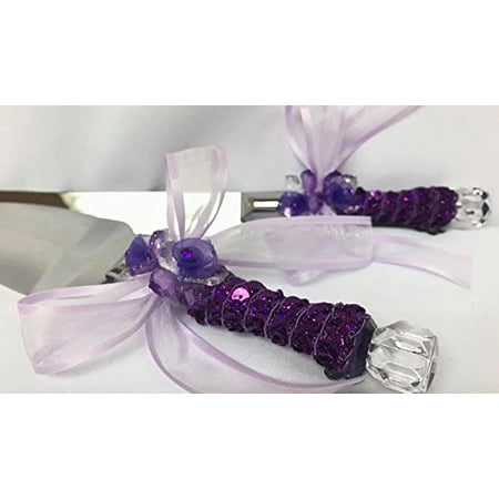  Purple  Cake  Knife  Server Set  For Wedding  Anniversary All 