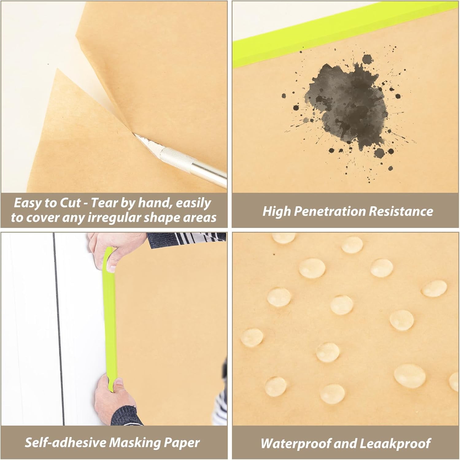 6 Rolls Masking Paper 45CM*15M feet Tape and Drape Painters Paper Pre-Taped Making Paper for Painting, Automotive Paint Masking Paper for Painting Cars and Auto Body, Floor Protection, Wall Covering