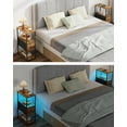 thumbnail image 6 of Small Narrow LED End Table with Charging Station, Side Table Outlets, Nightstand with Cloth Drawer, Set of 2, Couch Table, for Living Room, Bedroom, Bedside, Brown, 6 of 18