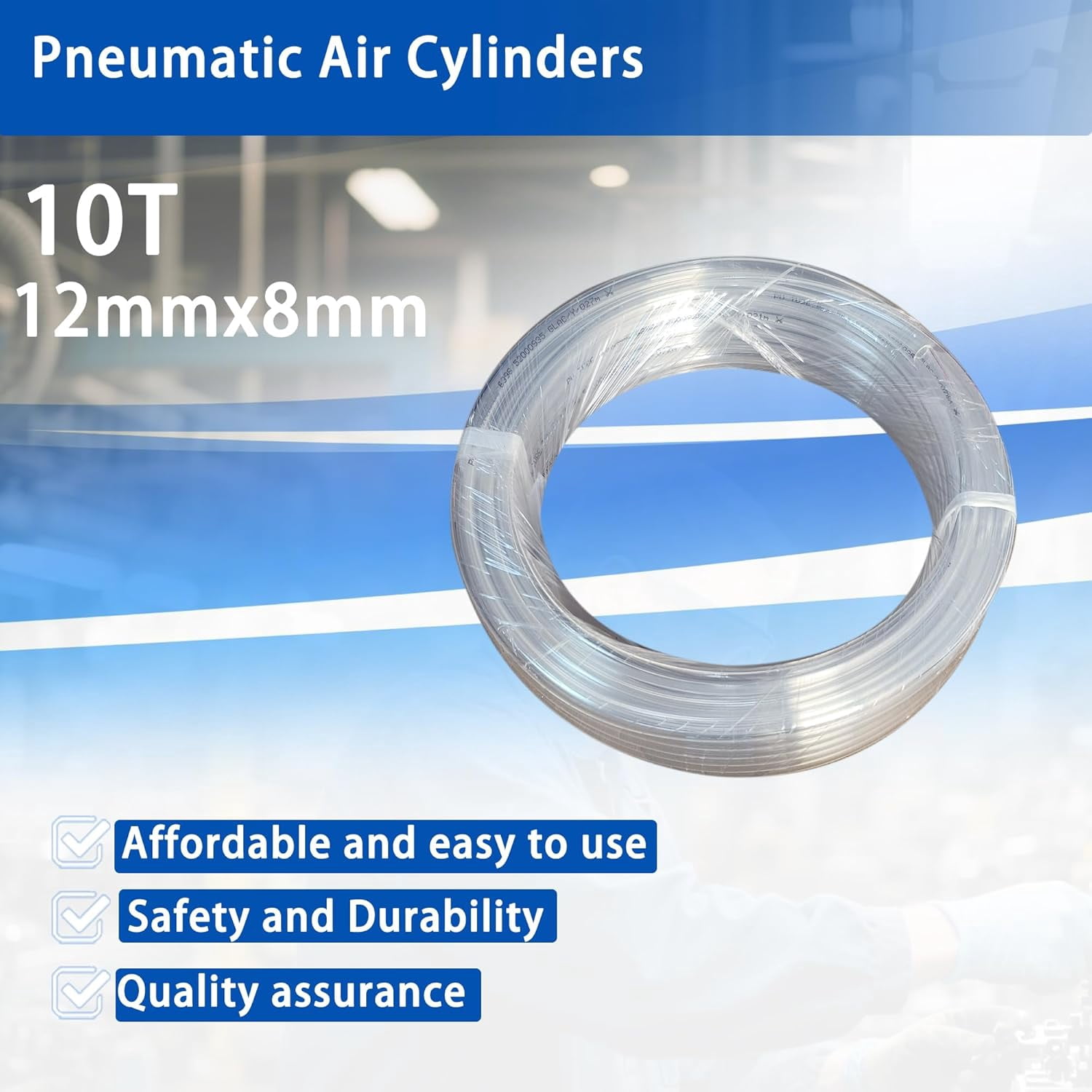 PNEUMATIC Transparent 12mm OD 8mm ID Polyurethane PU Air Hose Pipe Tube 10 Meter 32.8ft for Air Line or Fluid Transfer Transparent