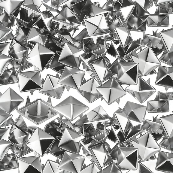 500Pcs Square Pyramid Rivets for Clothing, 10mm Four-Jaw Studs Spikes, Copper Punk Rock Nailhead Spots for Bags, Shoes, Leathercraft(Silver)