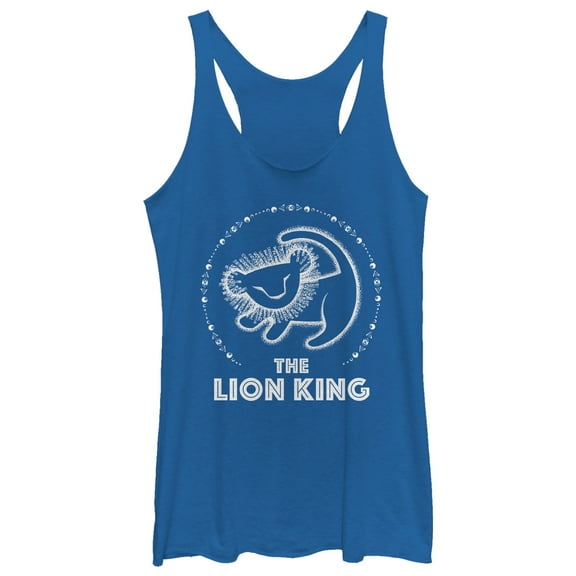 Women's Lion King Simba Painting Circle  Racerback Tank Top Royal Blue Heather Small