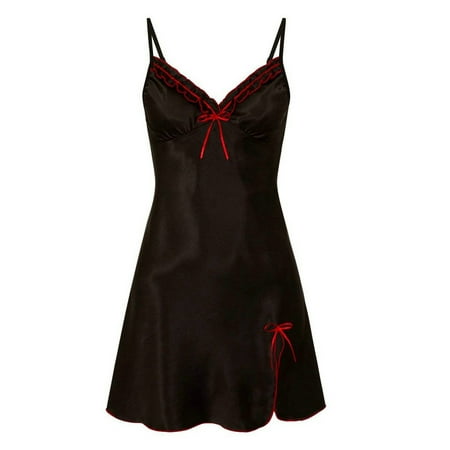 

Enwejyy Women s Sexy V neck Solid Color Suspender Nightshirt Nightdress Pajamas