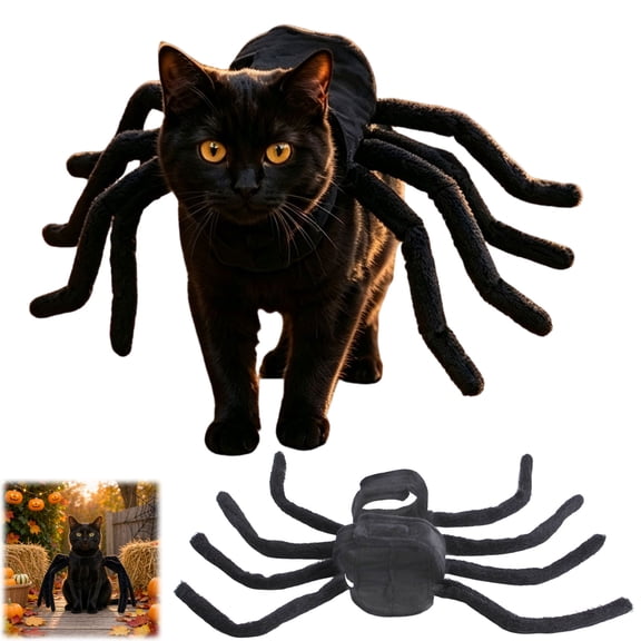 Mivalea Halloween Spider Costume for Dogs & Cats - Adjustable Pet Outfit with 8 Posed Plush Legs, Soft Cotton Cosplay Dress-up for Small Medium Large Pets, Trick or Treat Party Photo Prop