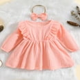 thumbnail image 2 of Bébé Enfant en Bas Âge Filles Tenues Manches Longues Volant une Ligne Robe Vêtements Mignons 2 Pièces Ensemble, 2 of 8