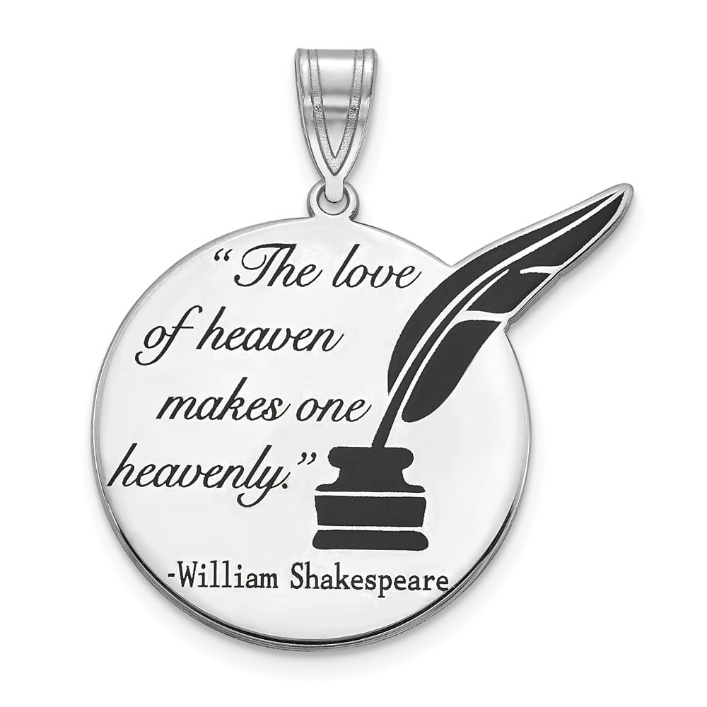 925 Sterling Silver Yellow Gold-Plated Quill Quote Charm Pendant 28mm x 20mm