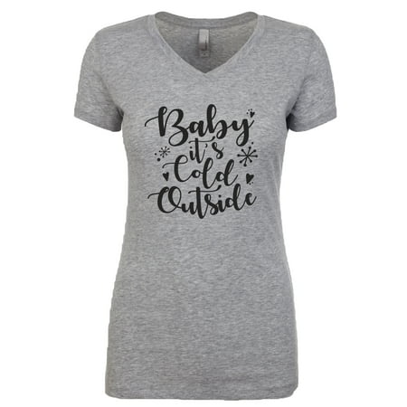 Baby It's Cold Outside Ladies Slim Fit Short Sleeve Holiday