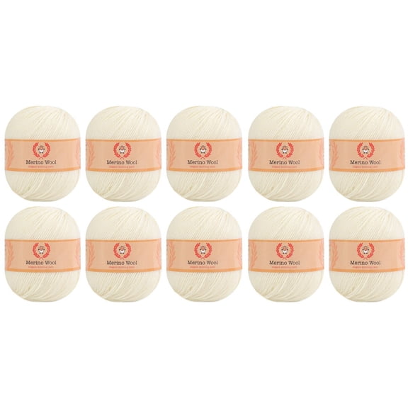 100% Merino Wool Yarn 10 Pack by Yonkey Monkey - White 201