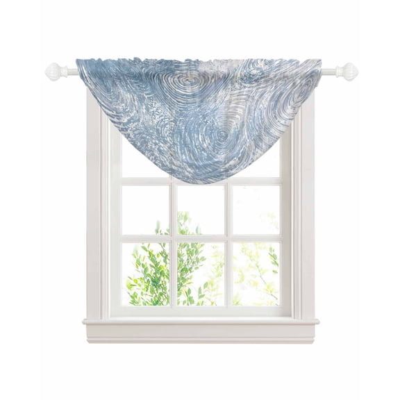 Water Wave Blue Sheer Waterfall Valance Curtains for Window, Abstract Art Minimalist Rod Pocket Sheer Topper Swag Curtains for Living Room, Kitchen 38.5"W x 47.2"L, 1 Panel