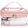 thumbnail image 1 of Bolso de maquillaje transparente de DOBLE capa TANGJMXG rosa, 1 of 5