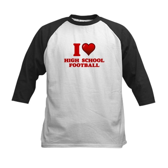 CafePress - I Love High School Football Baseball Jersey - Kids Cotton Baseball Jersey, 3/4 Sleeve Shirt