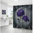 thumbnail image 1 of Cortina de ducha de poliéster con diseño de flores, resistente al agua, a la humedad y al moho, para baño, 1 of 6