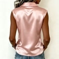 thumbnail image 4 of cocolona Womens Summer Satin Tank Tops Lapel Sleeveless Button Shirts Trendy Casual Solid Color Blouses, 4 of 5