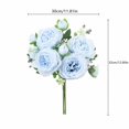 thumbnail image 3 of Light Blue Artificial Persian Rose Bouquet with 5 Large Blooms and 4 Buds, 12.6-Inch Faux Silk Flower Arrangement for Home and Wedding Table Decor, 3 of 5