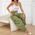 thumbnail image 5 of Women's Cotton Linen Pants Elastic Waist Casual Leopard Print Vacation Barrel Trousers with Pockets, 5 of 8