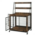 Kojooin Dog Crate Furniture With Storage Shelves, Rustic Wood Dog