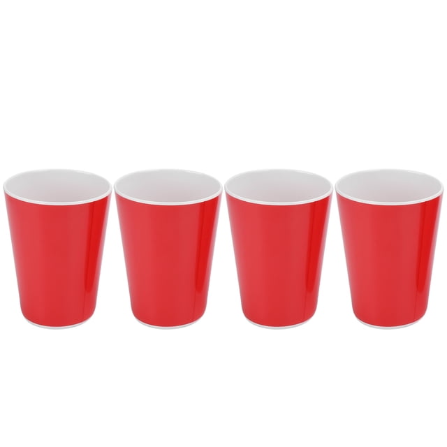 Tasse à eau 4 pièces, tasse à boire en céramique imitation tasse à boire réutilisable pour barbecue/maison/bureau/fête/fournitures de conduite(Rouge)