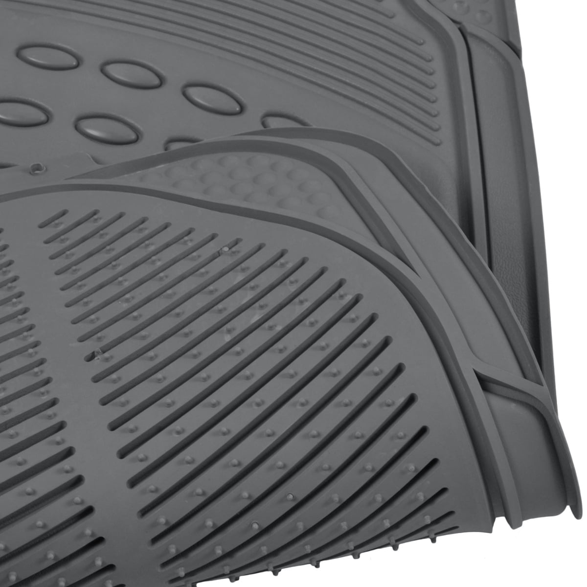 BDK Front Car Rubber Floor Mats, 2-Piece, Black Beige Gray, Heavy Duty