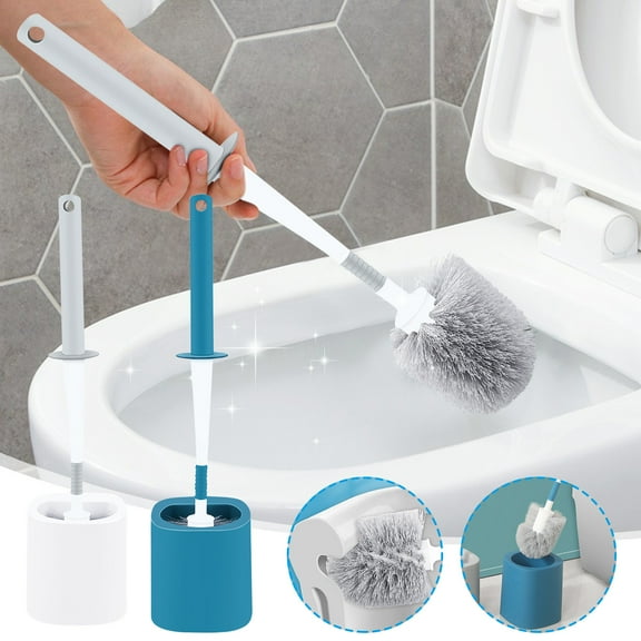 Toilet Brush and Plunger Set Toilet Bowl Brush Deep Cleaning Under Rim Bathroom Accessories Household Cleaning Brush Home