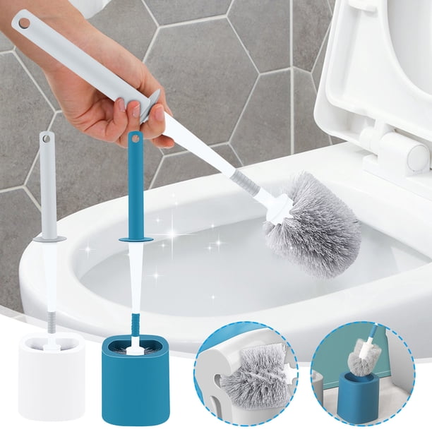 Fiudx Juego de Escobilla de Baño, Diseño de Montaje En Pared, Instalación Sin Perforaciones, Limpieza Sin Esfuerzo, Cerdas Suaves, Agarre Ergonómico, Almacenamiento Versátil, Higiene Del Baño, Tamaño
