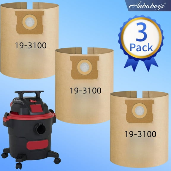 3 Pack 19-3100 High-Efficiency Disposable Filter Bag ,Compatible with Hyper Tough 5 Gallon Wet/Dry Vacuum