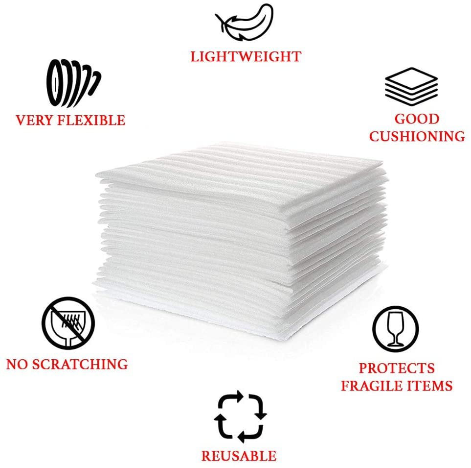 1-Pack 12 x 600 in Foam Sheets Wrap Roll for Moving Shipping Packing Supplies with 40 Fragile Labels TeiKis 
