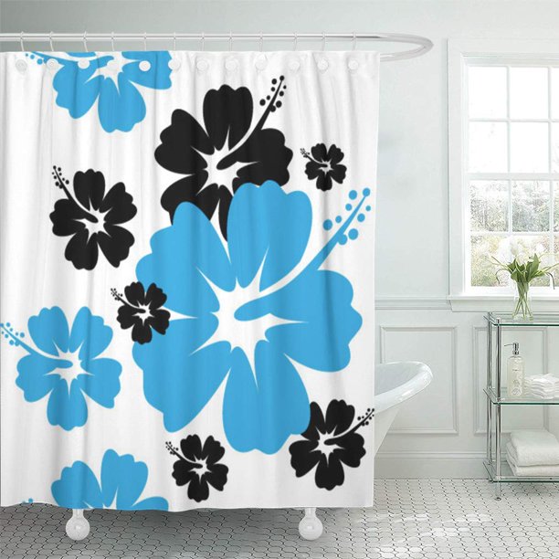 Cynlon Hawaiian Hibiscus Flower Hawaii Summer Pattern Party Aloha Tropical Bathroom Decor Bath Shower Curtain 66x72 Inch Walmart Com Walmart Com