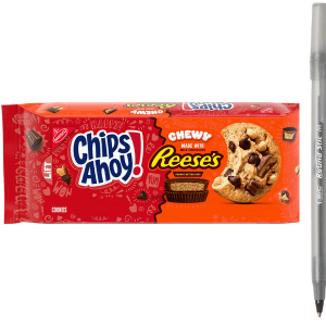 CHIPS AHOY! Chewy Chocolate Chip Cookies With Reese'S Peanut Butter Cups 9.5 oz with pen