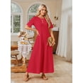 thumbnail image 3 of Merokeety Womens Summer Crewneck Maxi Dress Red M, 3 of 5
