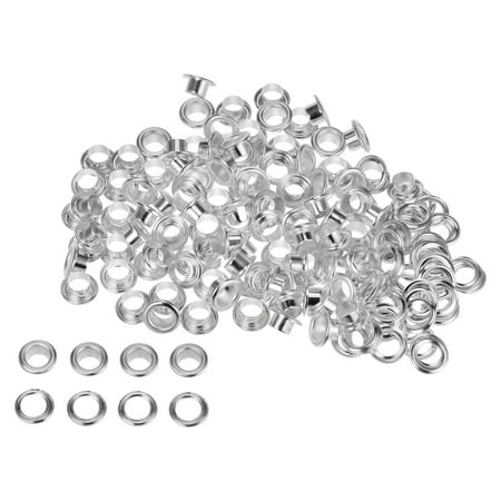 

Uxcell 100set Grommets Kit Metal Eyelets 6mm 1/5 Hole Tiny Grommet for Shoes Clothes Belt Bag DIY Project Silver Tone