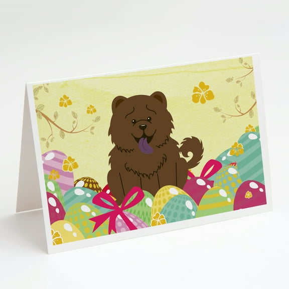Easter Eggs Chow Chow Chocolate Greeting Cards and Envelopes Pack of 8