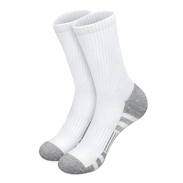 Fadeal Work Socks for Men! Men's Medium Tube Socks Solid Color Socks Basketball Sport Medium Tube Socks Autumn and Winter Men's Long Tube Socks Crew Socks for Men Beige One Size