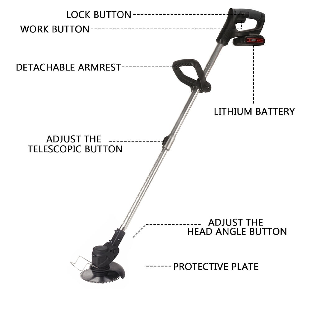 KingFurt Portable Electric Grass Trimmer, 24V Power Grass Trimmer Lawn Edger with 2200 mah Battery, Weed Eater Tool for Garden and Yard