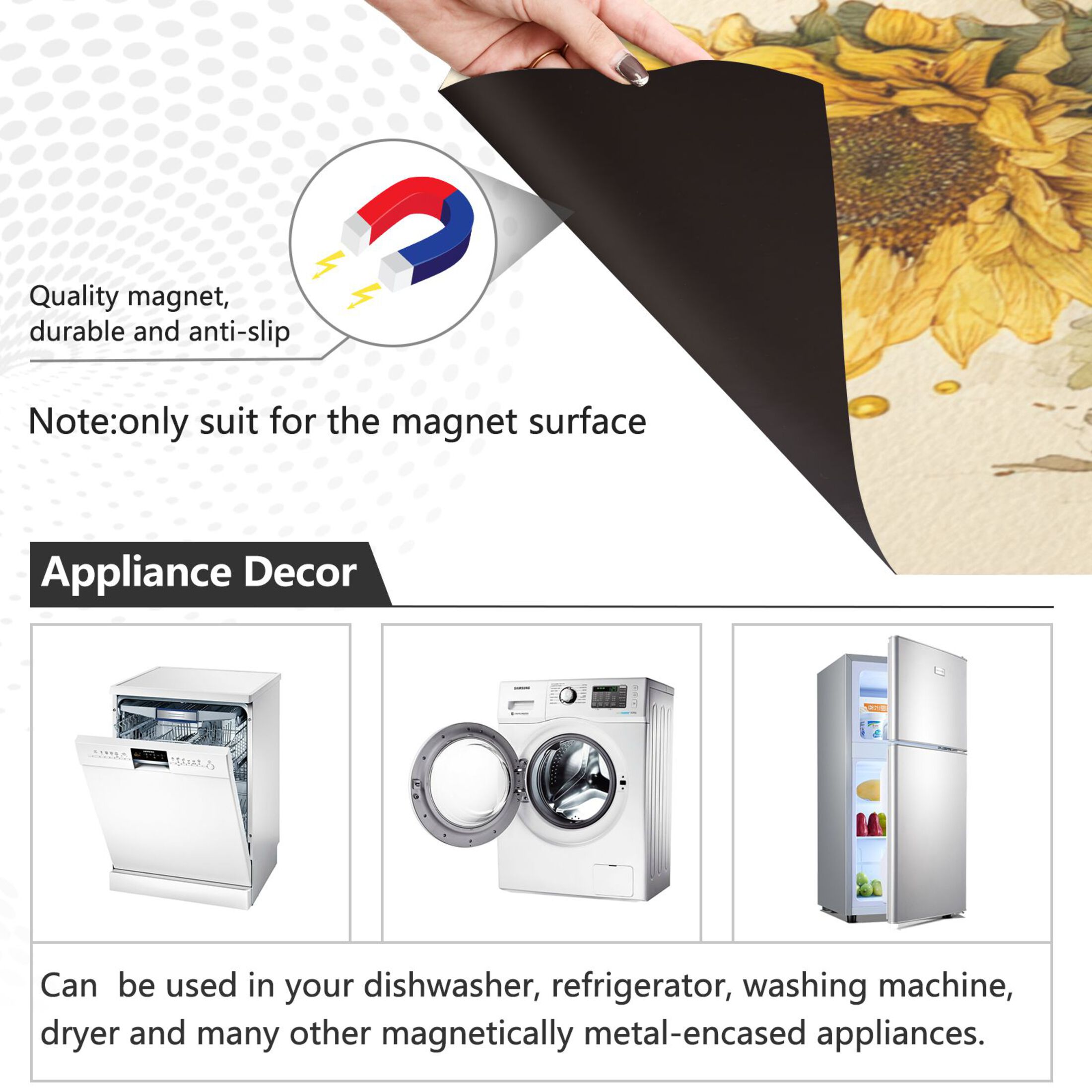 Dishwasher Magnetic Refrigerator Magnet Cover Sticker Home Decorative 23"x26" Sunflowers in An Old Bucket