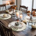 thumbnail image 4 of Thanksgiving Fall Round Braided Placemats Set of 1, Rustic Green White Pumpkin Leaf Script Letter Heat Insulation Place Mats Washable Non-Slip Table Mats for Kitchen Dining Party, 13 Inches, 4 of 9