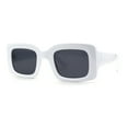 thumbnail image 3 of Womens Thick Rimmed Square Rectangular Sunglasses White Black, 3 of 4