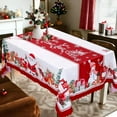 thumbnail image 5 of Christmas Rectangular Tablecloth 60X84 inch, Santa Claus,Gifts,Bell,Snowflakes,Christmas Tree Design Waterproof Polyester Table Cover for Party,Dinner,Outdoor Kitchen Decor,Red White, 5 of 5